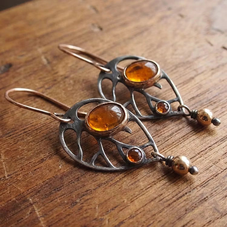 Aoaome Vintage Orange Crystal Earrings