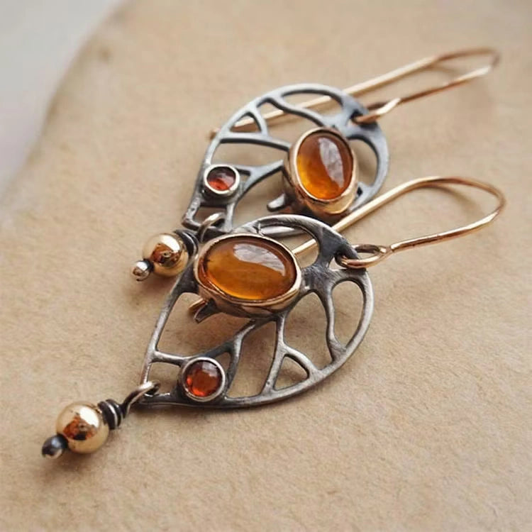 Aoaome Vintage Orange Crystal Earrings