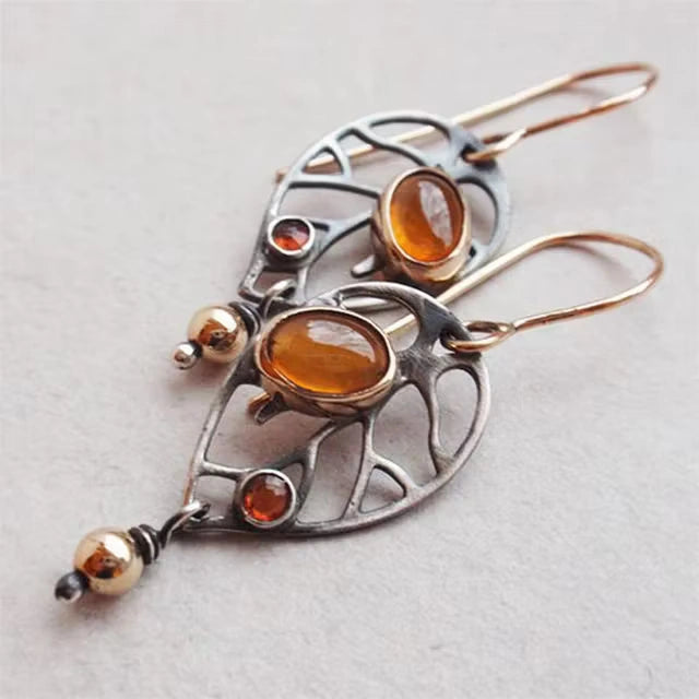 Aoaome Vintage Orange Crystal Earrings