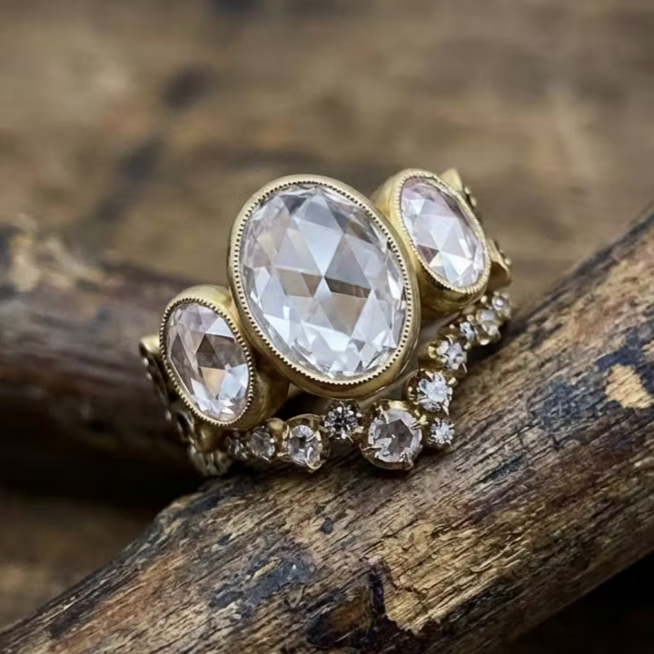 Aoaome Vintage Oval Elegant Inlaid Rings