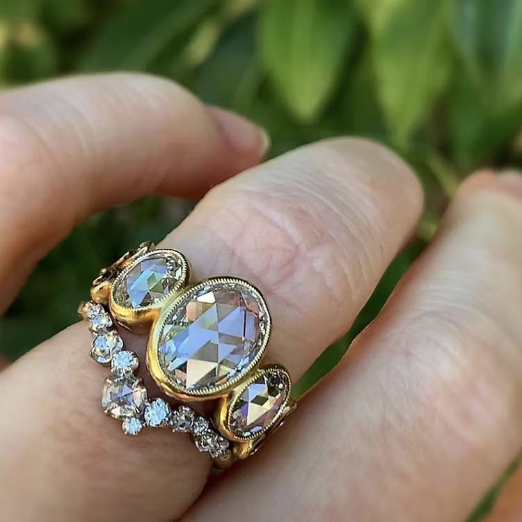 Aoaome Vintage Oval Elegant Inlaid Rings