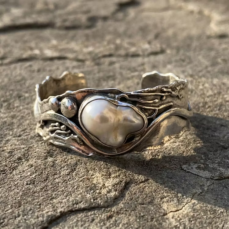 Aoaome Vintage Pearl Irregular Rings