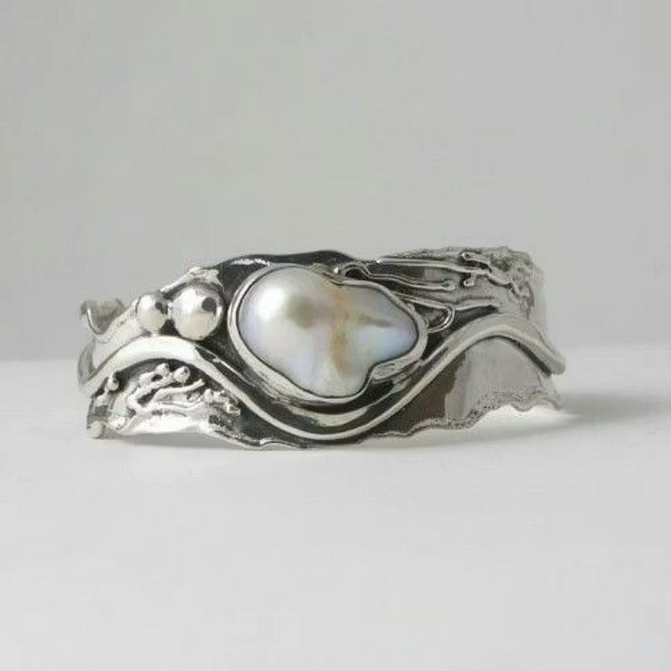 Aoaome Vintage Pearl Irregular Rings