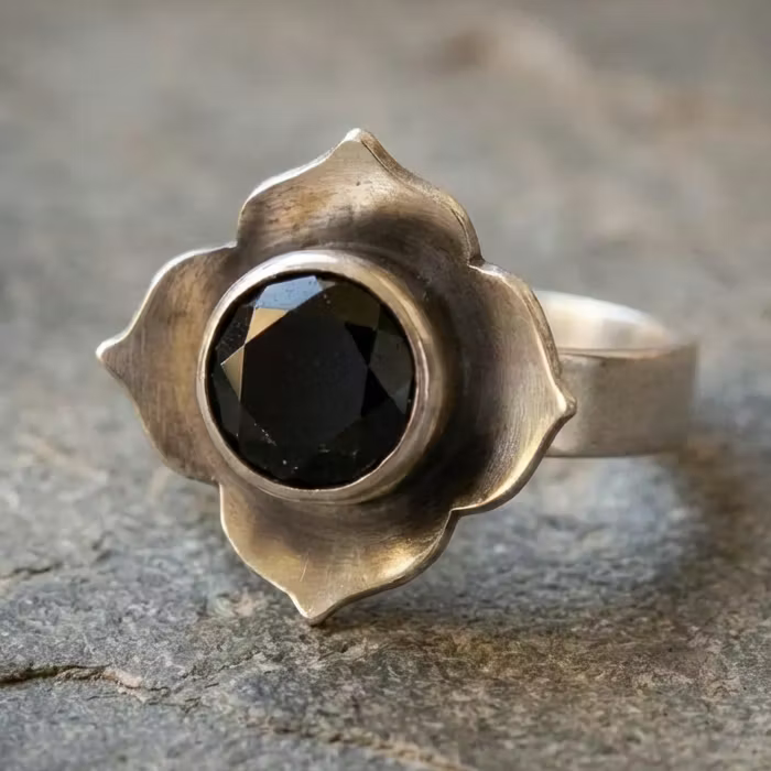 Aoaome Vintage Personalized Silver Flower Rings