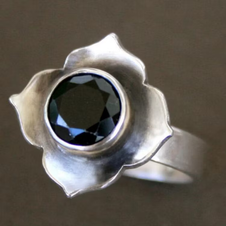 Aoaome Vintage Personalized Silver Flower Rings