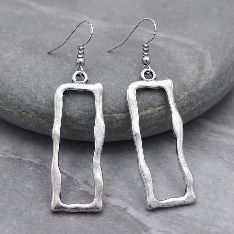 Aoaome Vintage Rectangular Silver Earrings