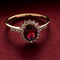 Aoaome Vintage Red Crystal Gold Rings