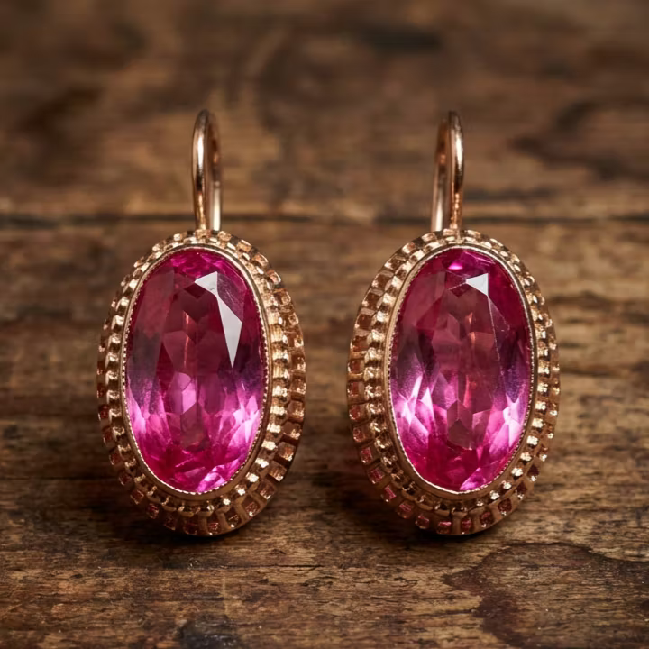 Aoaome Vintage Red Crystal Rose Gold Earrings
