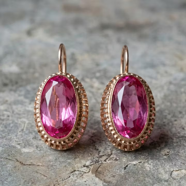 Aoaome Vintage Red Crystal Rose Gold Earrings