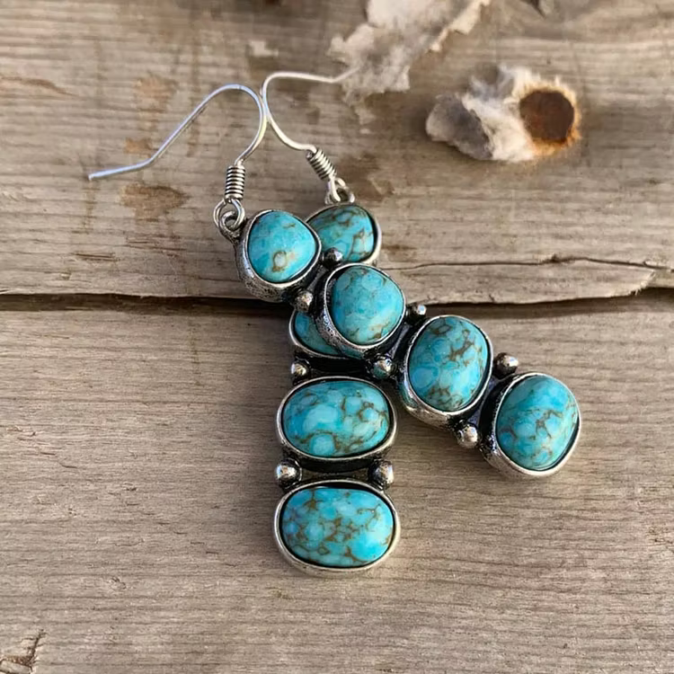Aoaome Vintage Red Turquoise Earrings