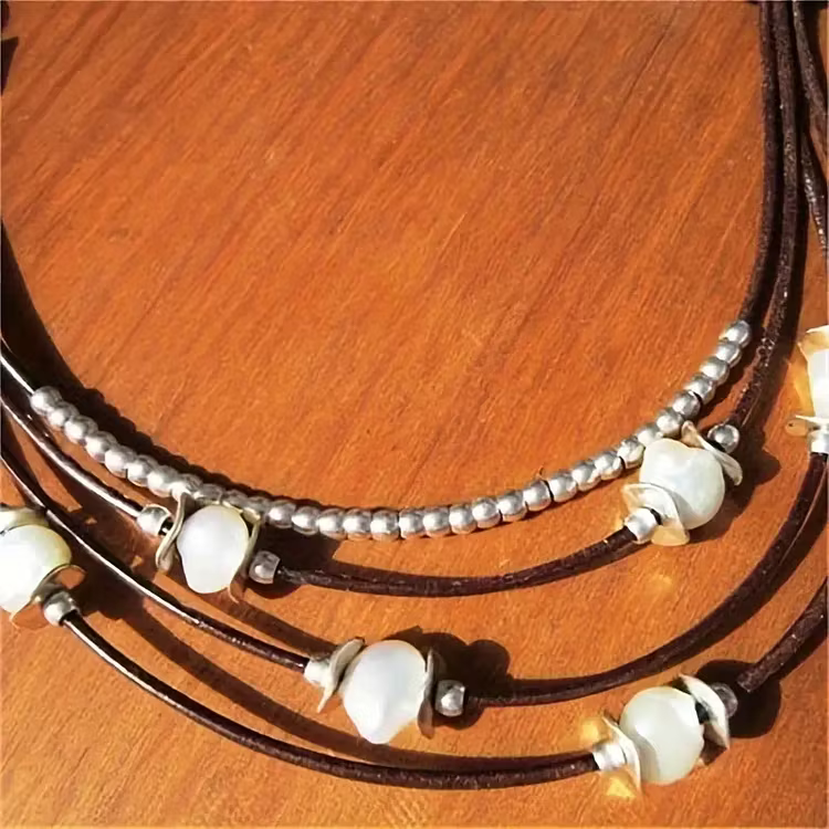 Aoaome Vintage Rope Necklace Bohemian Vacation Style Multilayer Alloy Necklaces