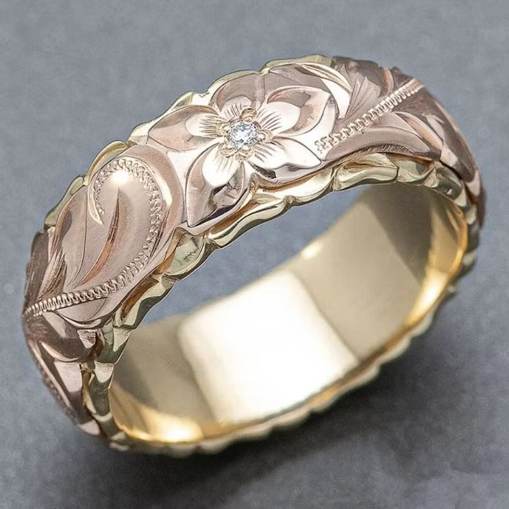 Aoaome Vintage Rose Flower Gold Rings