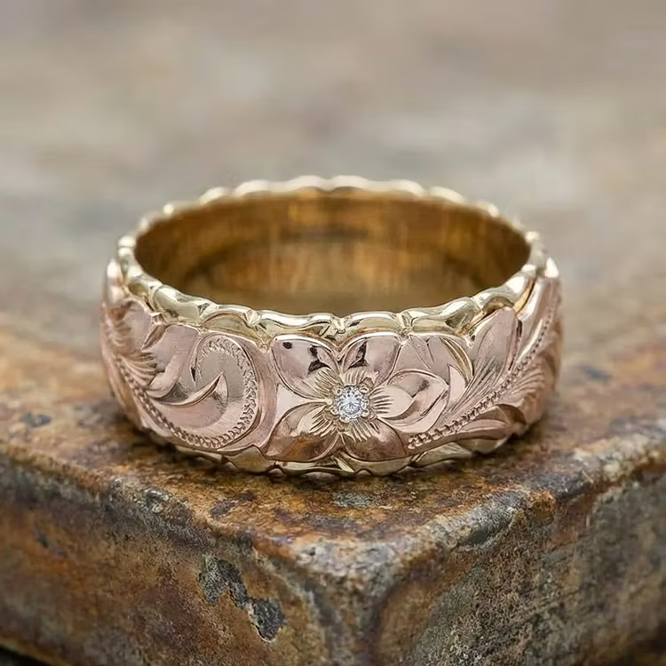Aoaome Vintage Rose Flower Gold Rings