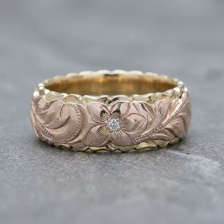 Aoaome Vintage Rose Flower Gold Rings