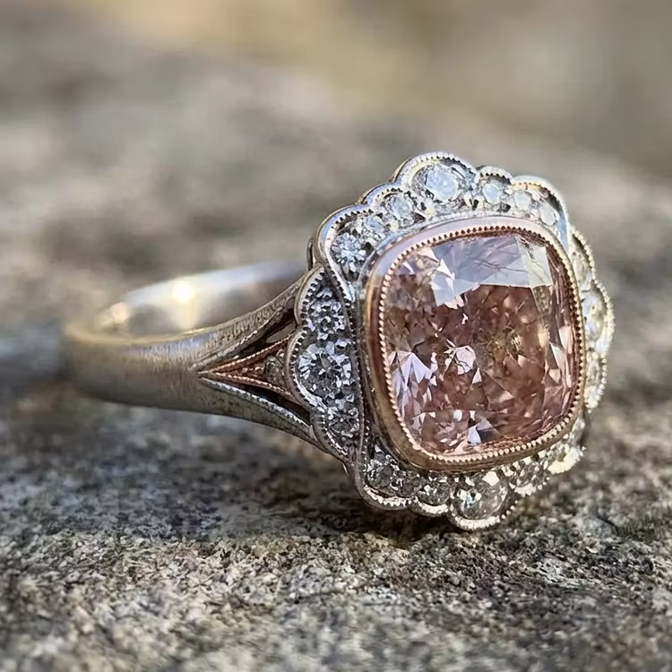 Aoaome Vintage Rose Gold Double Tone Moissanite Rings