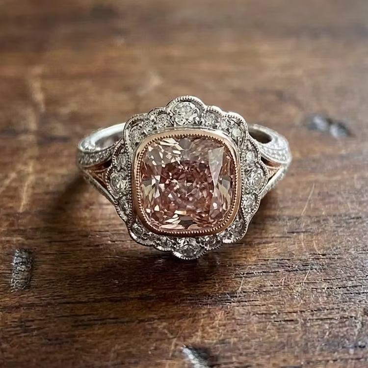 Aoaome Vintage Rose Gold Double Tone Moissanite Rings