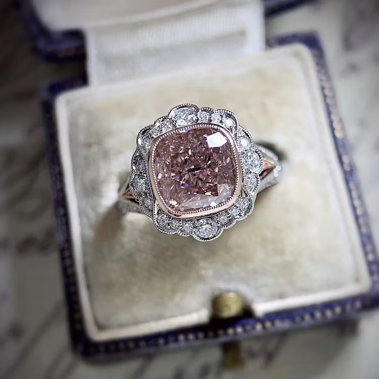 Aoaome Vintage Rose Gold Double Tone Moissanite Rings