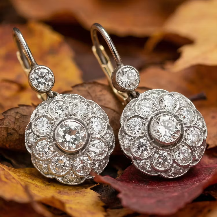 Aoaome Vintage Rounded Mandala Crystal Earrings
