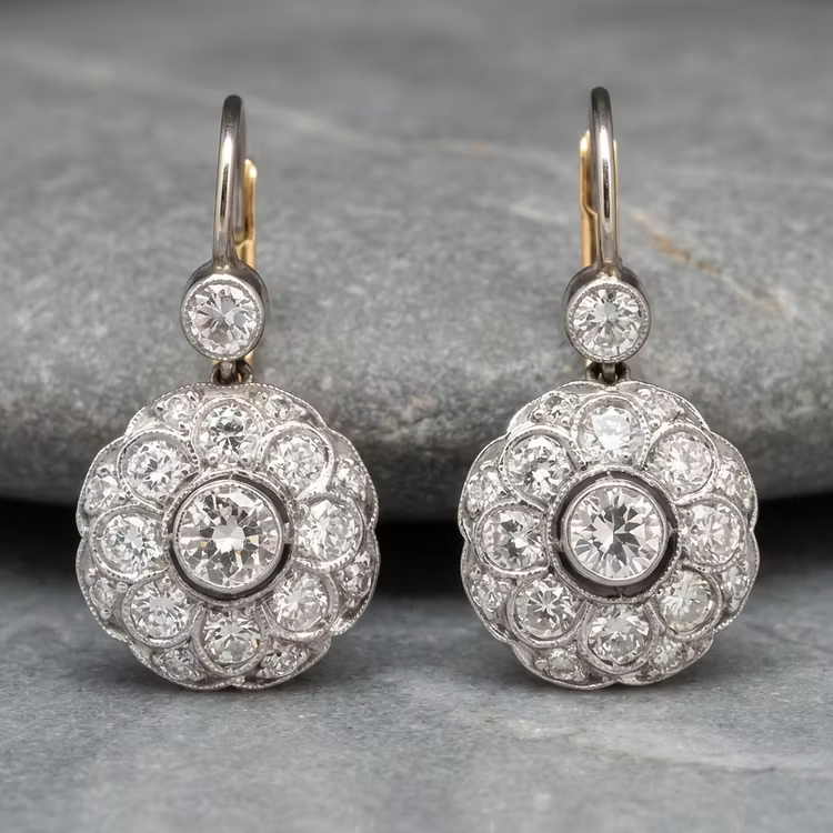 Aoaome Vintage Rounded Mandala Crystal Earrings