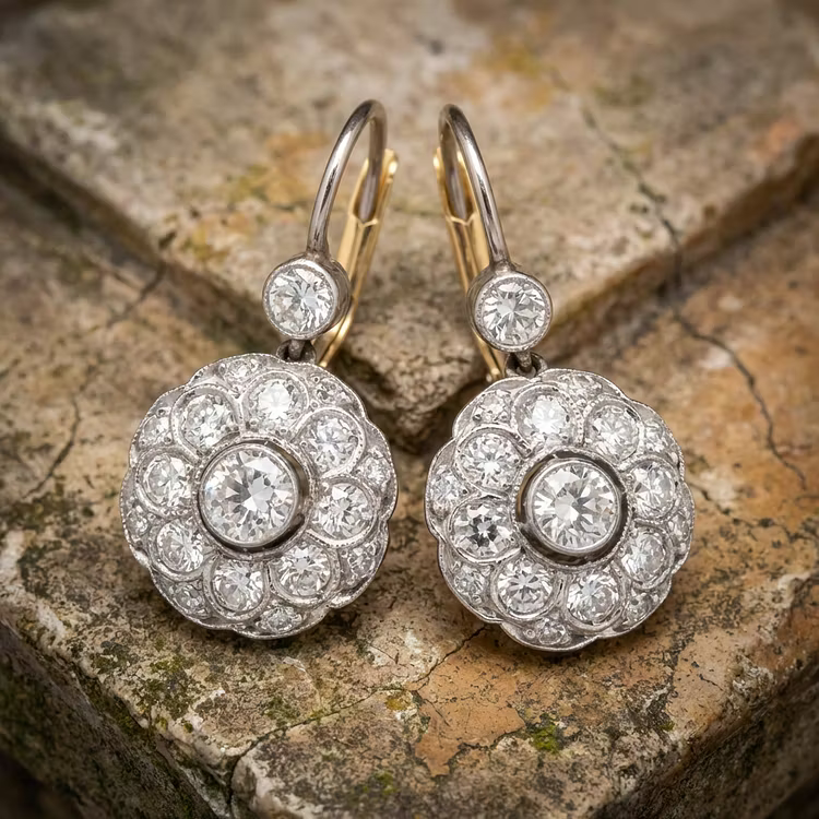 Aoaome Vintage Rounded Mandala Crystal Earrings