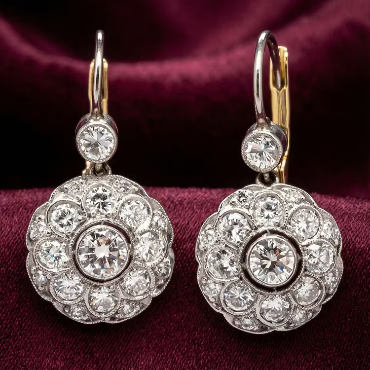 Aoaome Vintage Rounded Mandala Crystal Earrings