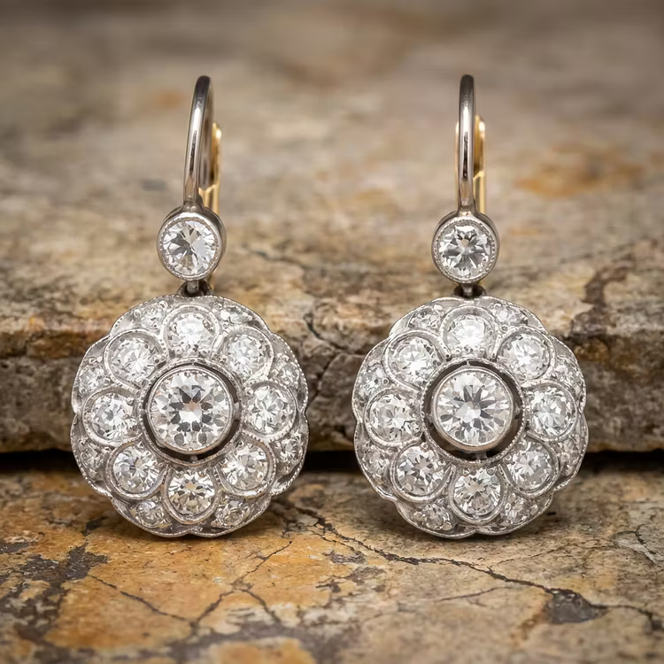 Aoaome Vintage Rounded Mandala Crystal Earrings