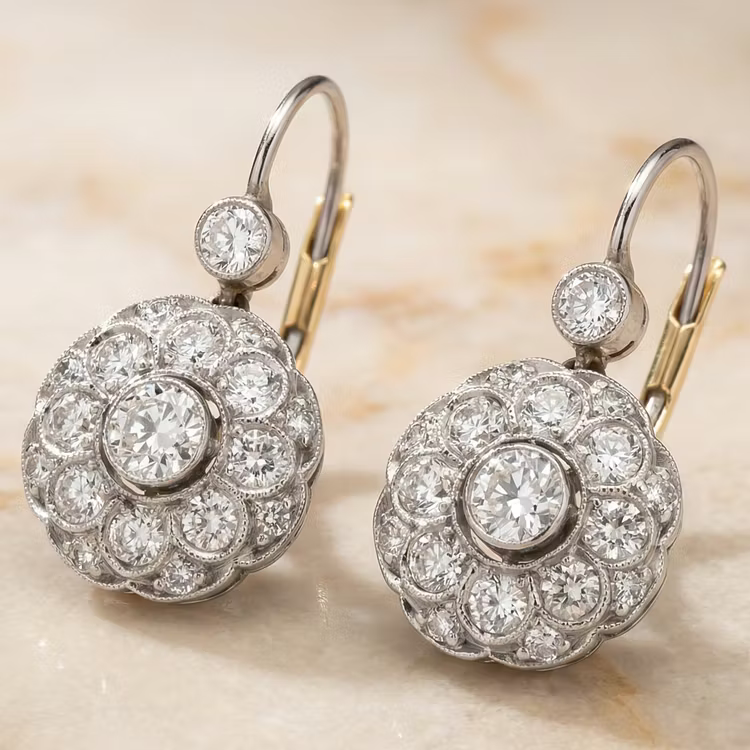 Aoaome Vintage Rounded Mandala Crystal Earrings