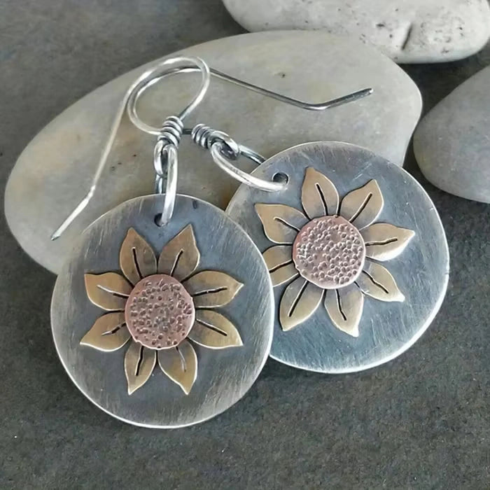 Aoaome Vintage Rounded Sunflower Earrings