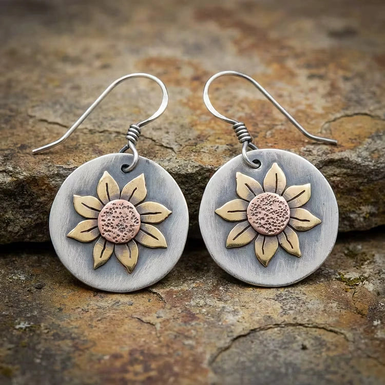 Aoaome Vintage Rounded Sunflower Earrings
