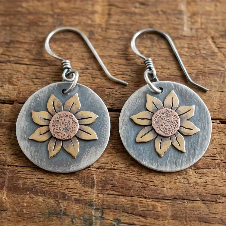 Aoaome Vintage Rounded Sunflower Earrings