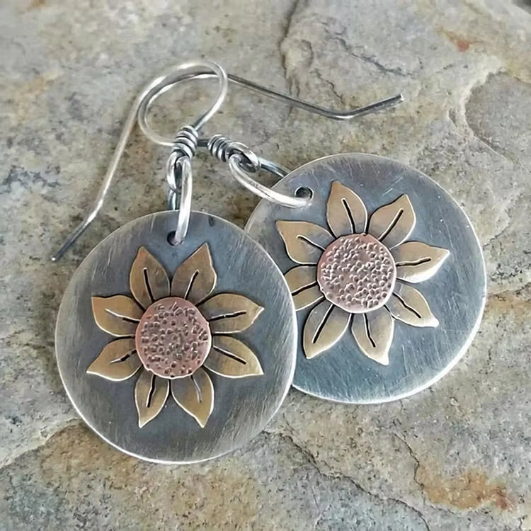 Aoaome Vintage Rounded Sunflower Earrings