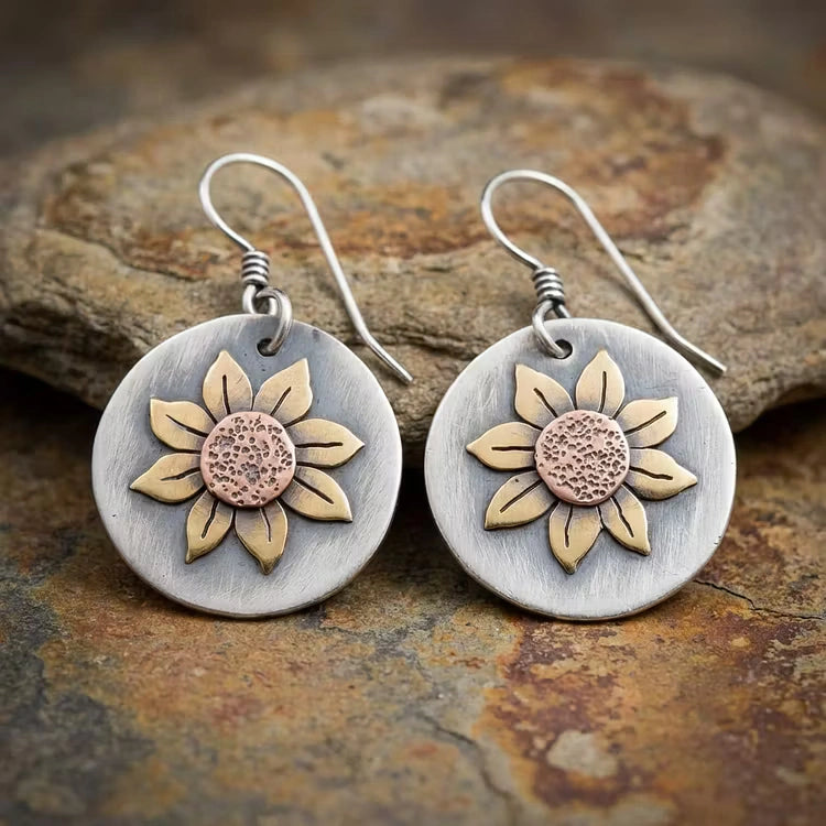 Aoaome Vintage Rounded Sunflower Earrings
