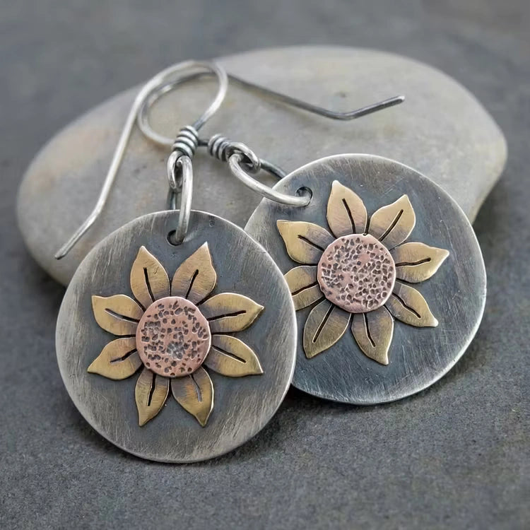 Aoaome Vintage Rounded Sunflower Earrings