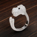 Aoaome Vintage Schnauzer Dog Silver Wrap Rings