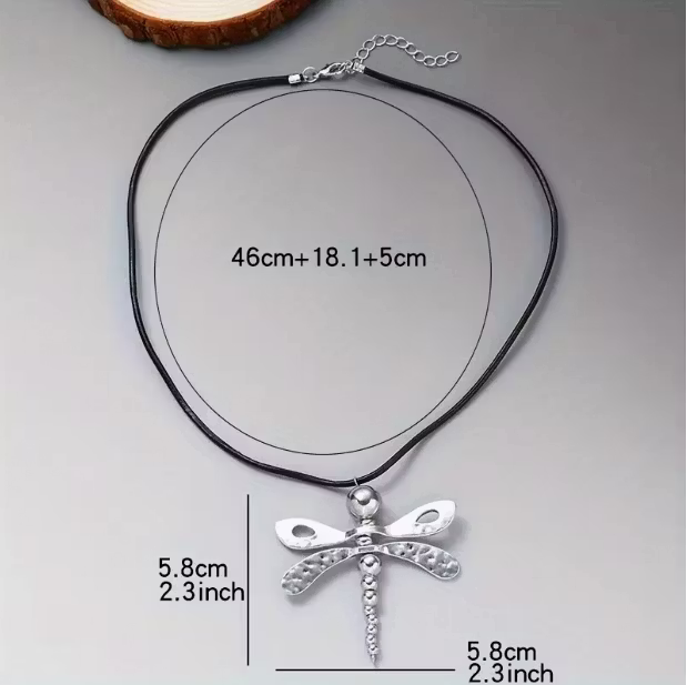 Aoaome Vintage Silver Dragonfly Pendant Necklaces