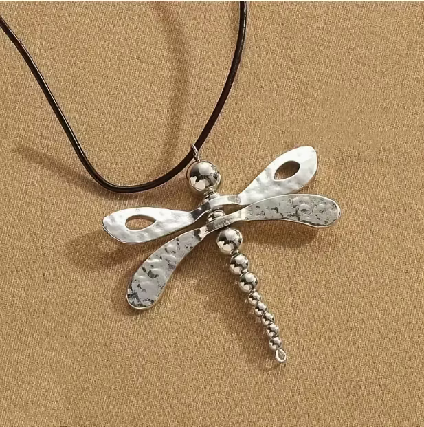 Aoaome Vintage Silver Dragonfly Pendant Necklaces