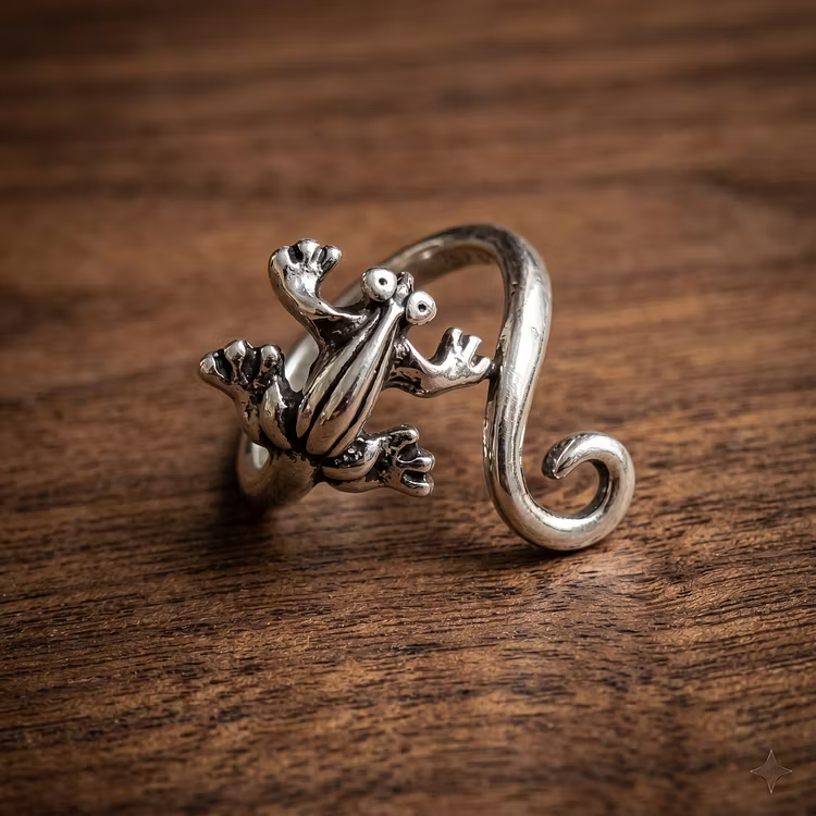 Aoaome Vintage Silver Frog Wrap Rings