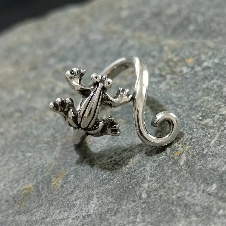 Aoaome Vintage Silver Frog Wrap Rings