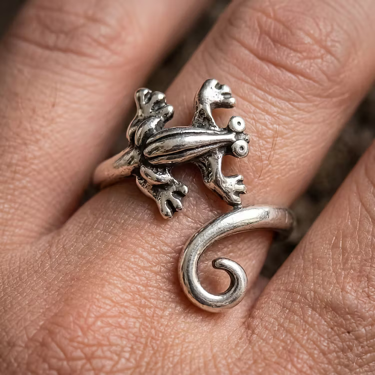 Aoaome Vintage Silver Frog Wrap Rings