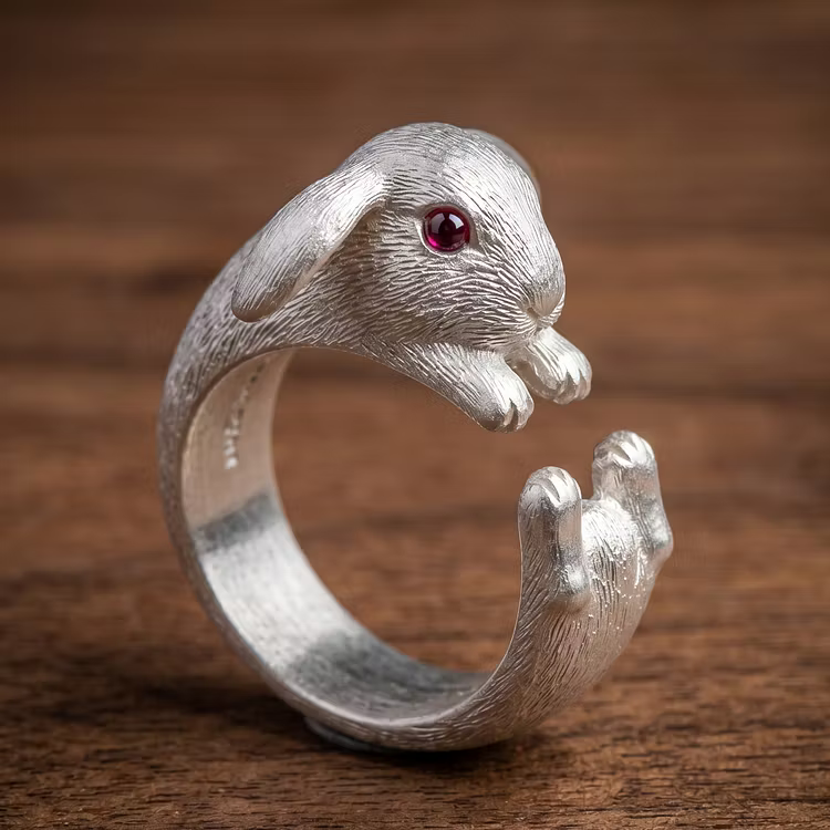 Aoaome Vintage Silver Rabbit Wrap Rings