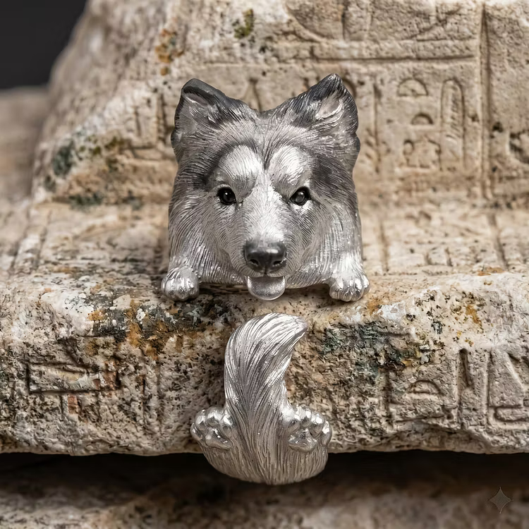 Aoaome Vintage Silver Shetland Sheepdog Open Rings