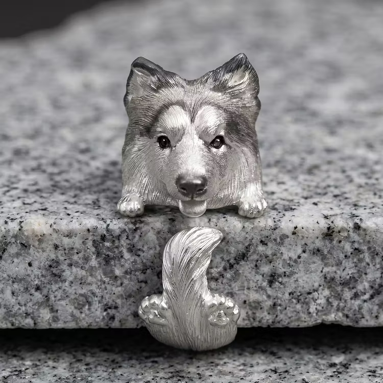 Aoaome Vintage Silver Shetland Sheepdog Open Rings