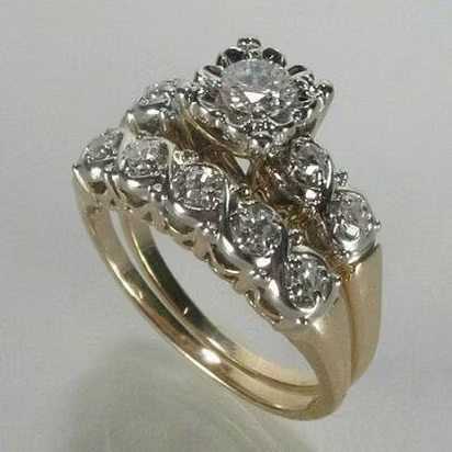 Aoaome Vintage Sparkling Gold Rings