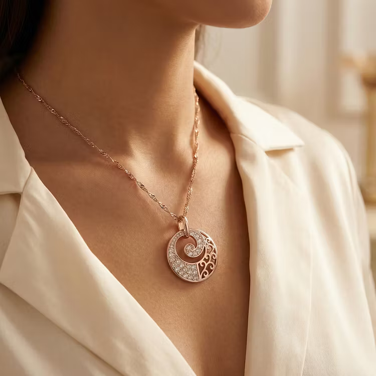 Aoaome Vintage Spiral Filigree Pendant Necklaces