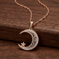 Aoaome Vintage Style Rose Gold Moon and Star Necklaces