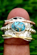 Aoaome Vintage Turquoise Spinning Rings