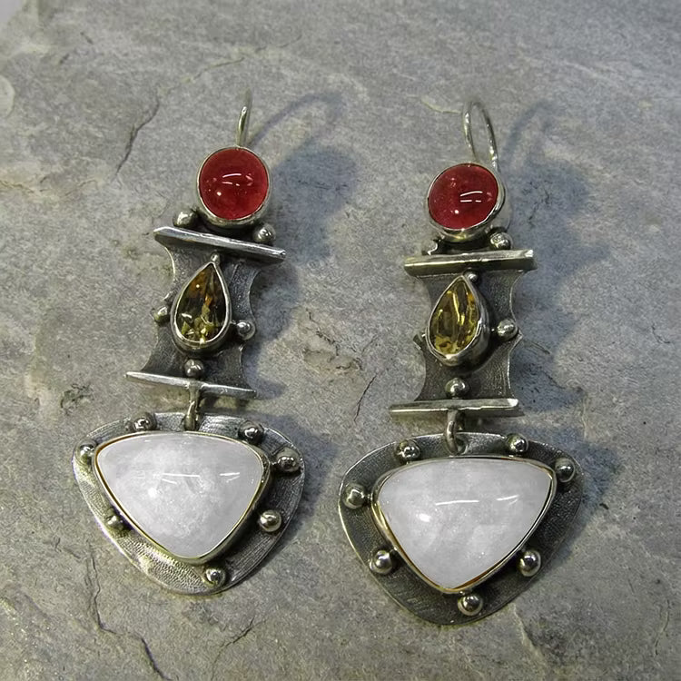 Aoaome Vintage Water Drop Blue Zircon Earrings