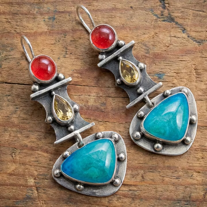 Aoaome Vintage Water Drop Blue Zircon Earrings