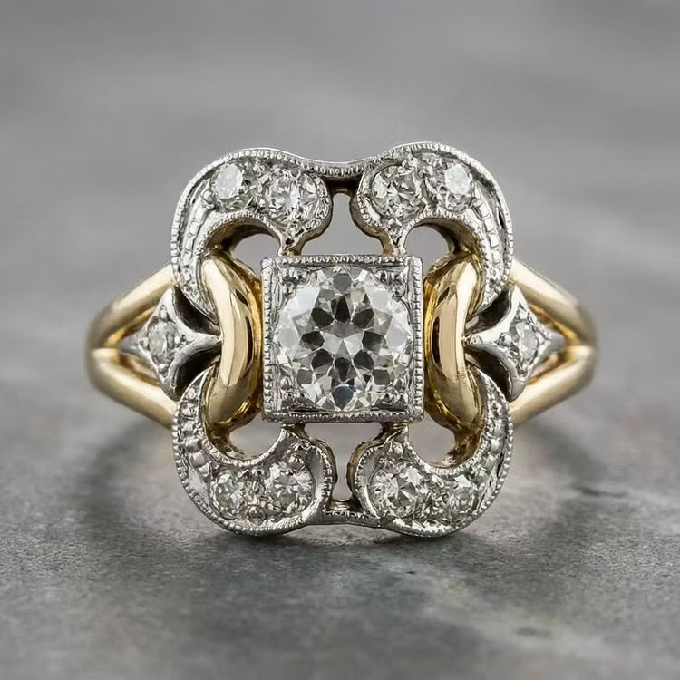 Aoaome Vintage Zirconia Gold Rings