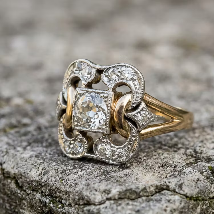 Aoaome Vintage Zirconia Gold Rings